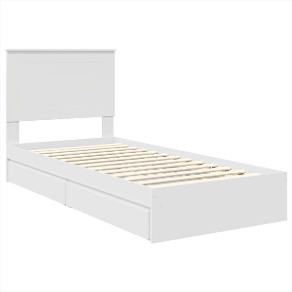 vidaXL Aufbewahrungsbett mit Kopfteil Wei&szlig; 90 x 200 cm Holzwerkstoff
