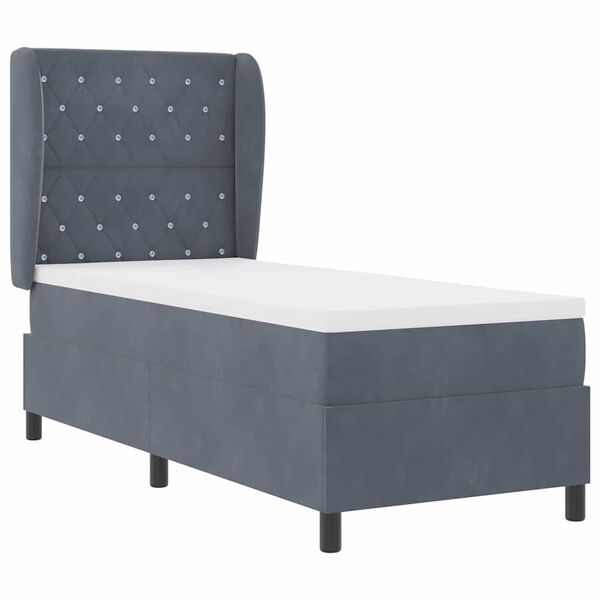 vidaXL Boxspringbett mit Matratze Dunkelgrau 200 x 80 cm Polyester
