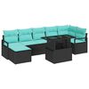 vidaXL Gartensofa-set 8 stk. Schwarz und Blau Poly-Rattan