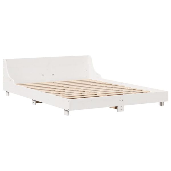 vidaXL Massivholzbett ohne Matratze Wei&szlig; 150x200 cm Kiefernholz