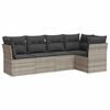 vidaXL 5-tlg. Garten-Sofagarnitur mit Kissen Hellgrau Poly Rattan