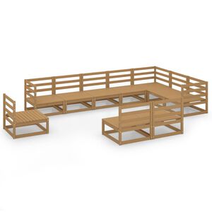 vidaXL 10-tlg. Garten-Lounge-Set Honigbraun Massivholz Kiefer