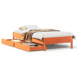 vidaXL Massivholzbett ohne Matratze Wachsbraun 90x190 cm Kiefernholz