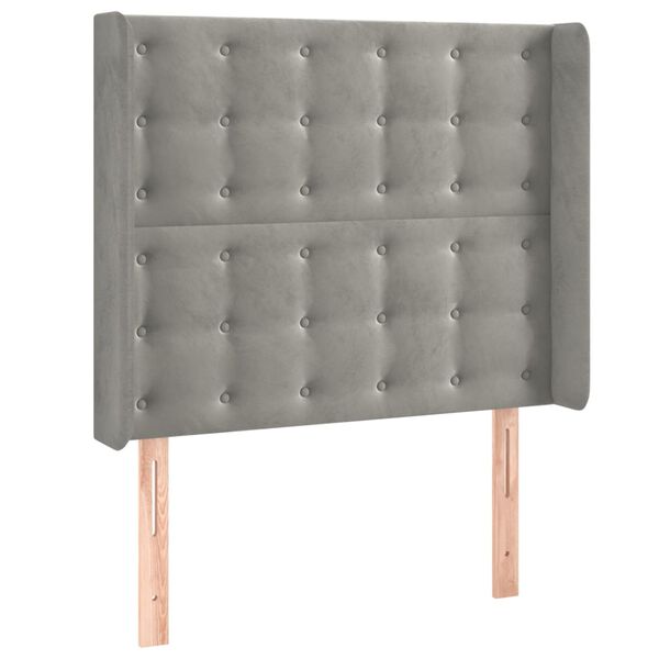 vidaXL LED Kopfteil Hellgrau 93x16x118/128 cm Samt