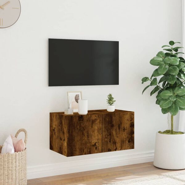 vidaXL TV-Wandschrank mit LED-Leuchten R&auml;uchereiche 60x35x31 cm