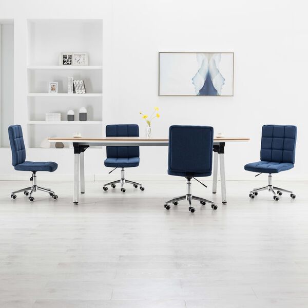 vidaXL Esszimmerst&uuml;hle 4 Stk. Blau Stoff