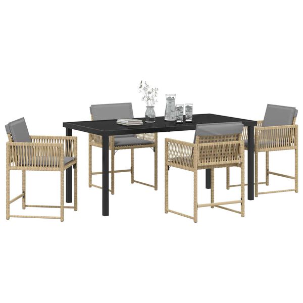 vidaXL Garten Essgruppe 5 pcs Beige Poly-Rattan