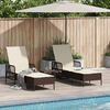 vidaXL Sonnenliege mit Kissen 3 pcs Braun und Creme Weiß Poly-Rattan