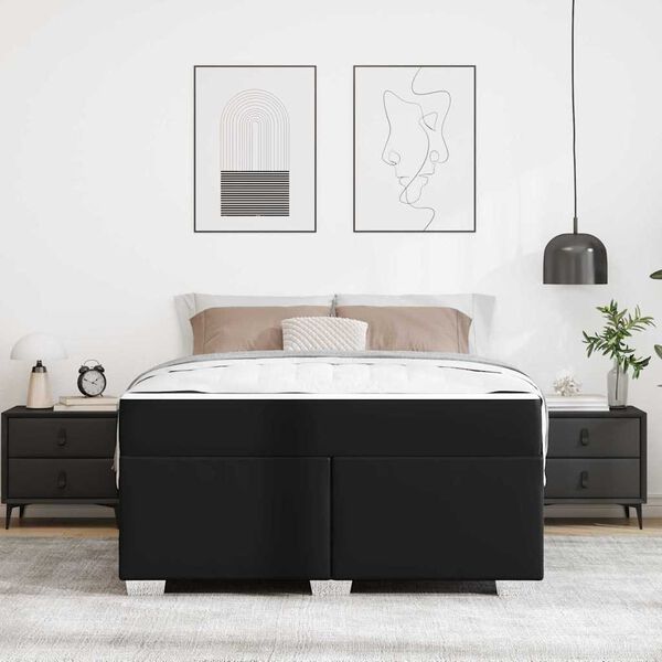 vidaXL Bettrahmen mit Matratze Schwarz 140 x 200 cm Stoff