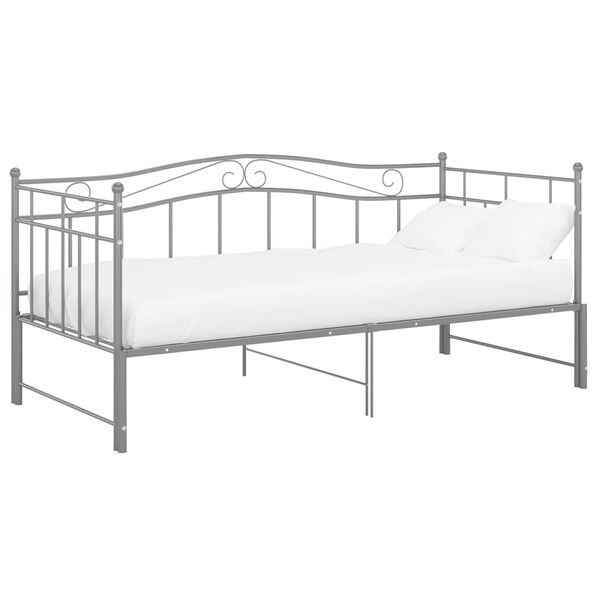 vidaXL Ausziehsofa Bettgestell Grau Metall 90x200 cm