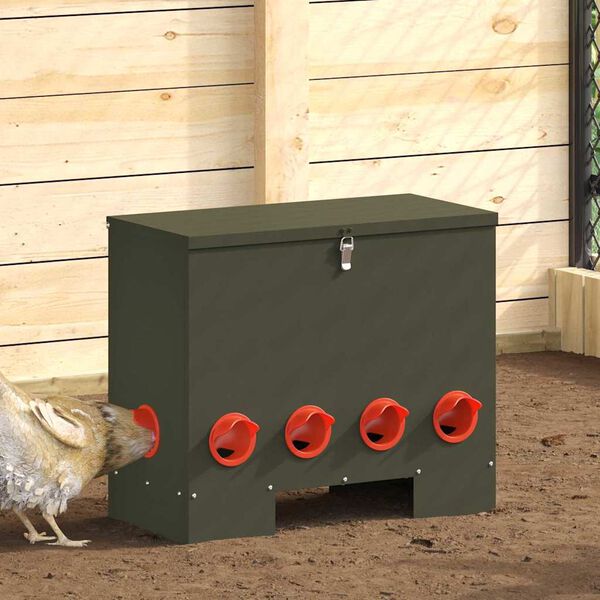 vidaXL H&uuml;hnerf&uuml;tterer Olive Gr&uuml;n 60,5 x 29 x 51 cm Kaltgewalzter Stahl