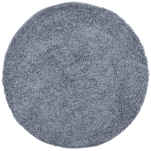 vidaXL Teppich Shaggy Hochflor Modern Blau &Oslash; 100 cm