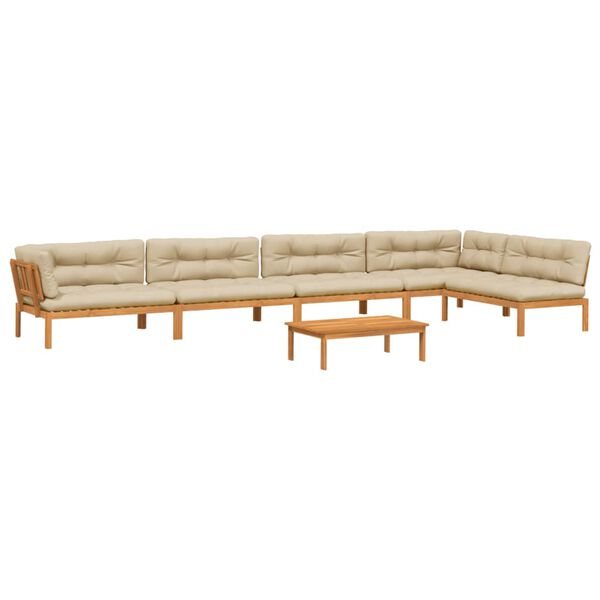 vidaXL 6-tlg. Garten-Sofagarnitur aus Paletten mit Kissen Akazienholz