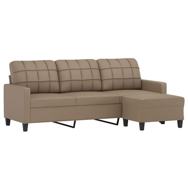 vidaXL 3-Sitzer-Sofa mit Hocker Cappuccino-Braun 180 cm Kunstleder