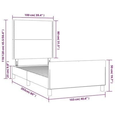 vidaXL Bettgestell mit Kopfteil Blau 100x200 cm Stoff