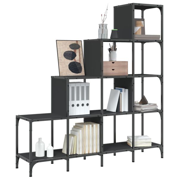 vidaXL B&uuml;cherregal Schwarz 122x30x132 cm Holzwerkstoff und Metall