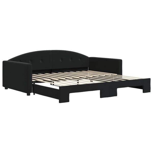 vidaXL Tagesbett Ausziehbar Schwarz 100x200 cm Samt