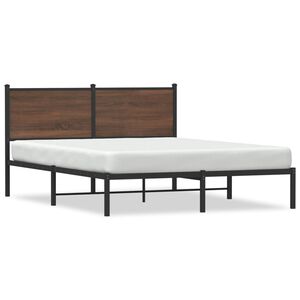 vidaXL Metallbett ohne Matratze Braun Eichen-Optik 137x190 cm