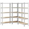 vidaXL Regal-Set 5 B&ouml;den 3-tlg. Silbern Stahl & Holzwerkstoff