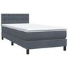 vidaXL Boxspringbett mit Matratze Dunkelgrau 80x210 cm Samt