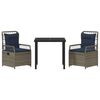 vidaXL Garten Essgruppe 3 pcs Grau Poly-Rattan