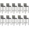 vidaXL 11-tlg. Gartenbar-Set mit Kissen Grau Poly Rattan