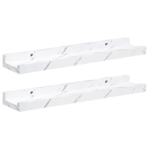 vidaXL Wandregal 2 pcs Wei&szlig; Marmor 40 x 9 x 3 cm Holzwerkstoff
