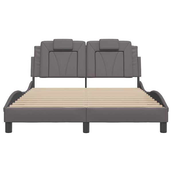 vidaXL Bettgestell "Viana" ohne Matratze Grau 140x190 cm Kunstleder