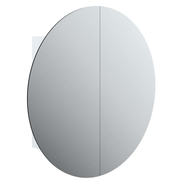 vidaXL Badezimmerschrank mit Rundem Spiegel & LED Wei&szlig; 54x54x17,5 cm