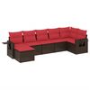 vidaXL 7-teiliges Gartensofa-Set mit Kissen, braun, Polyrattan