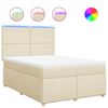 vidaXL Boxspringbett mit Matratze Creme 140x190 cm Stoff