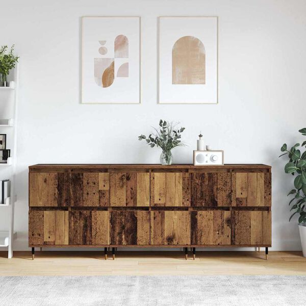 vidaXL Aufbewahrungsschrank 3 pcs Altholz 60 x 35 x 70 cm