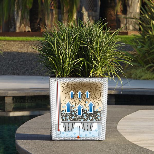 LECHUZA Pflanzgef&auml;&szlig; CUBE Cottage 40 ALL-IN-ONE Wei&szlig;