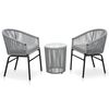 vidaXL 3-tlg. Bistro-Set mit Kissen PE-Rattan Grau