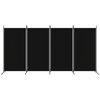 vidaXL 4-tlg. Paravent Schwarz 346x180 cm Stoff