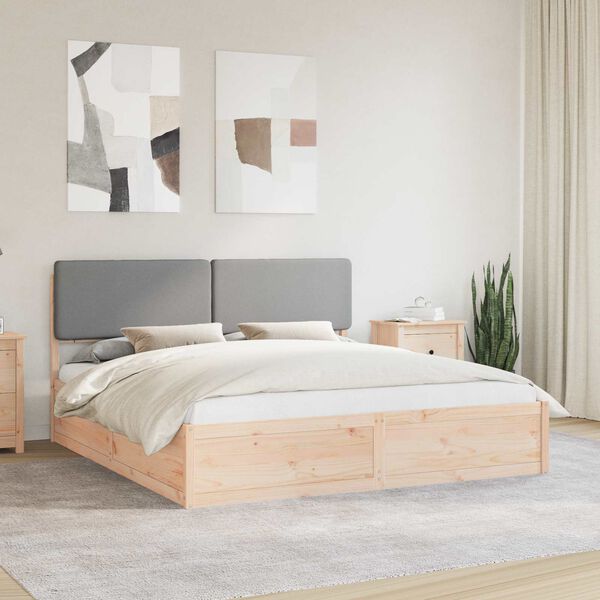 vidaXL Bettgestell mit gepolstertem Kopfteil Hellgrau 180 x 200 cm
