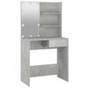 vidaXL Schminktisch mit LED Betongrau 74,5x40x141 cm