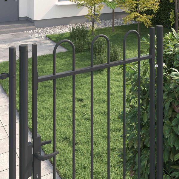vidaXL Zauntor mit Schloss Grau 103 x 250 cm Pulverbeschichteter Stahl