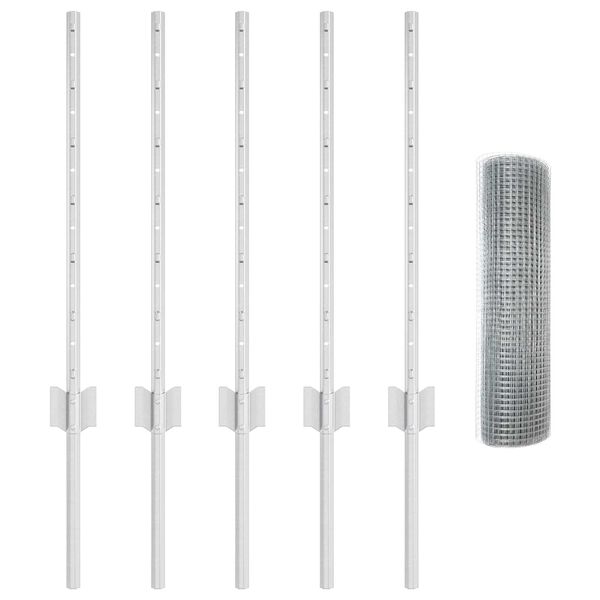 vidaXL Zaun mit Pfosten Silber 0,6 x 10 m Stahl