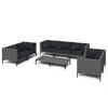 vidaXL 8-tlg. Garten-Lounge-Set mit Kissen Poly Rattan Dunkelgrau