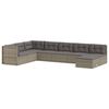 vidaXL 8-tlg. Garten-Lounge-Set mit Kissen Grau Poly Rattan