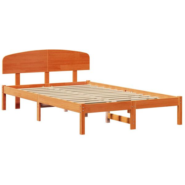 vidaXL Bettrahmen Wachsbraun 120 x 190 cm Massives Kiefernholz