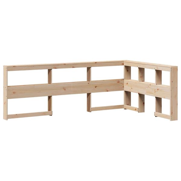 vidaXL Kopfteil mit B&uuml;cherregal L-Form 120 cm Massivholz Kiefer