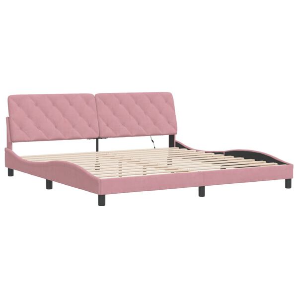 vidaXL Bettgestell mit LED ohne Matratze Rosa 200x200 cm Samt