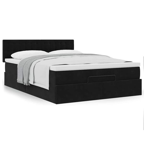 vidaXL Ottoman-Bett mit Matratze Schwarz 140x200 cm Samt