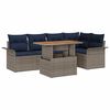 vidaXL Gartensofa-set mit Kissen 6 pcs Grau und Marineblau Poly-Rattan
