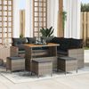 vidaXL Garten-Sofa-Set mit Kissen mit Speicher Grau Poly Rattan