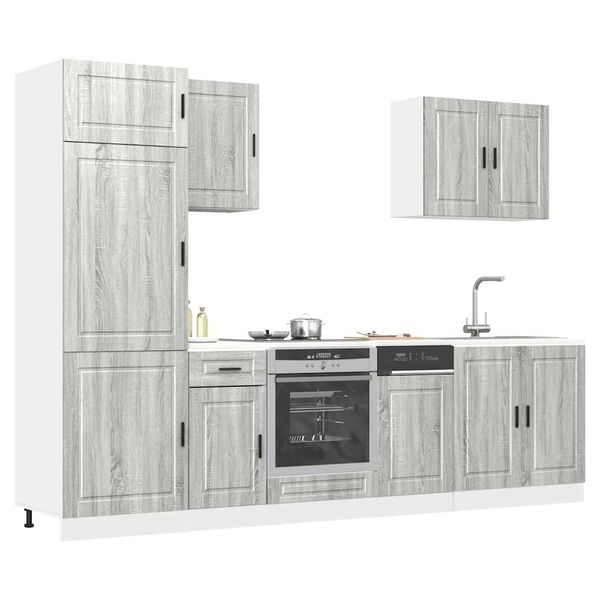 vidaXL 7-tlg. K&uuml;chenschrank-Set Porto Grau Sonoma Holzwerkstoff