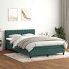 vidaXL Boxspringbett mit Matratze & LED Dunkelgr&uuml;n 160x220 cm Samt