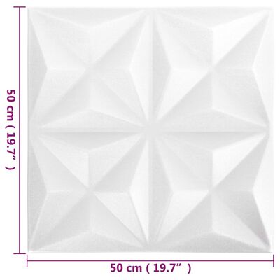 vidaXL 3D-Wandpaneele 12 Stk. 50x50 cm Origami Weiß 3 m²